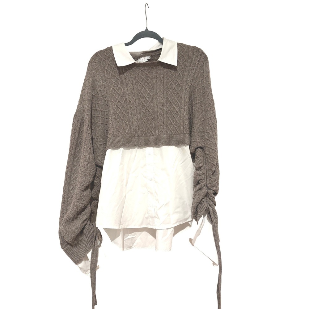 Altar'd State sz L brown oversized lagenlook collared sweater P